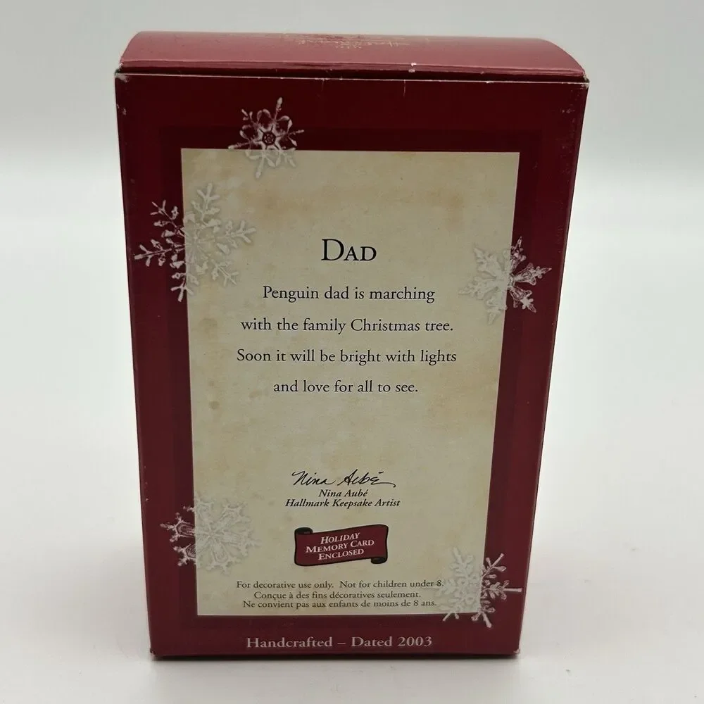 Hallmark Keepsake Ornament Christmas DAD Penguin with Stocking Candy Cane 2003